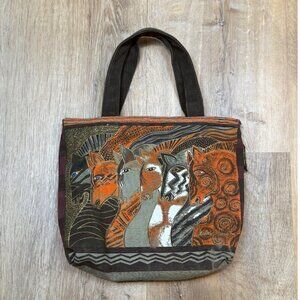 Laurel Burch Moroccan Mares Small Horse Canvas Purse Tote Handbag Ranch Western
